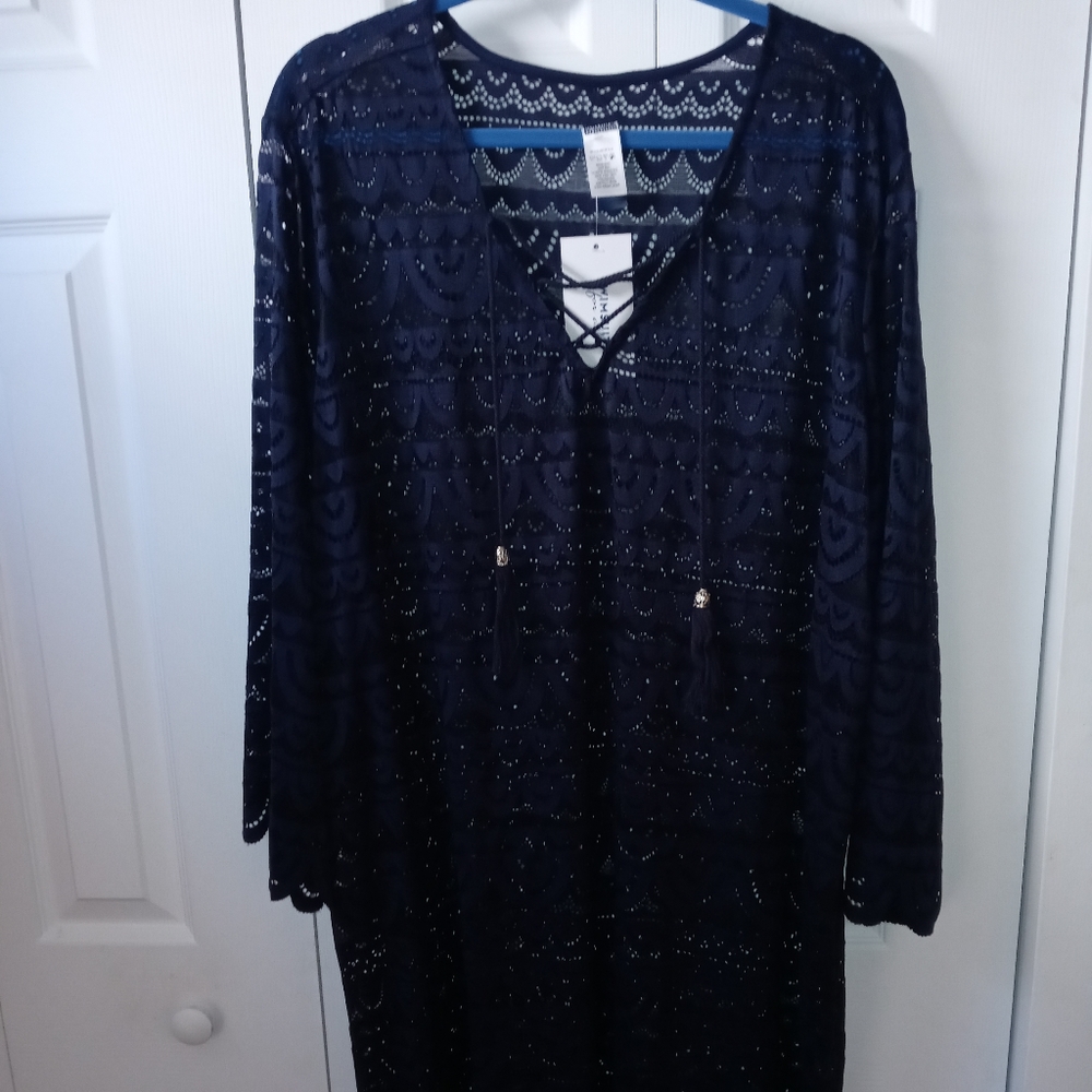 NWT Swimsuits for All Navy Blue lace cover-up size 22/24